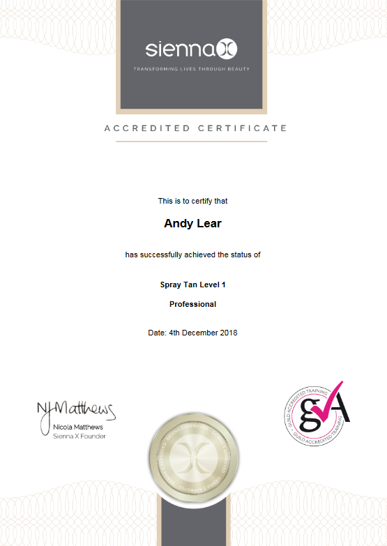 Sienna X certificate